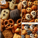 29+ Spooky Halloween Snack Ideas That Disappear Fast 5 Assorted spooky party food ideas with Halloween shaped food like ghost cookies and pumpkin pretzels.