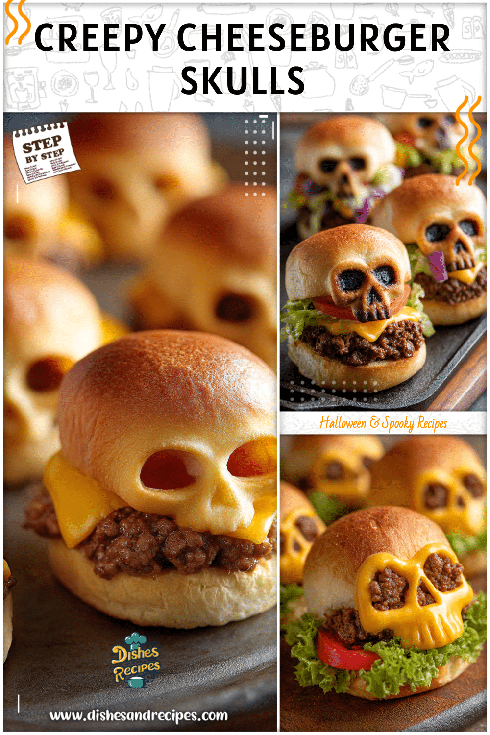 Adams Family Food Idea: Cheeseburger Skulls 2 Adams Family Food Idea Cheeseburger Skulls