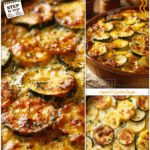 Baked Squash and Zucchini Recipes for a Flavorful Casserole 5 Baked squash and zucchini casserole with melted cheese and browned edges served in a baking pan.