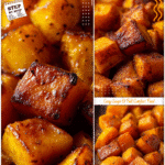 Brown Sugar Roasted Butternut Squash: Cozy Oven Side Dish 5 Golden roasted butternut squash cubes with brown sugar and cinnamon baked in the oven