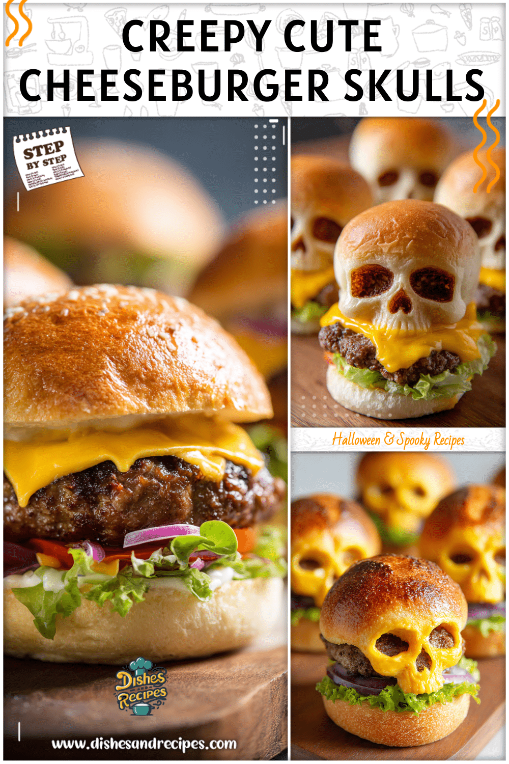 Cheeseburger Skulls on Spooky Buns | Halloween Dinner Fun 4 Cheeseburger Skulls on Spooky Buns for Halloween Dinner Fun