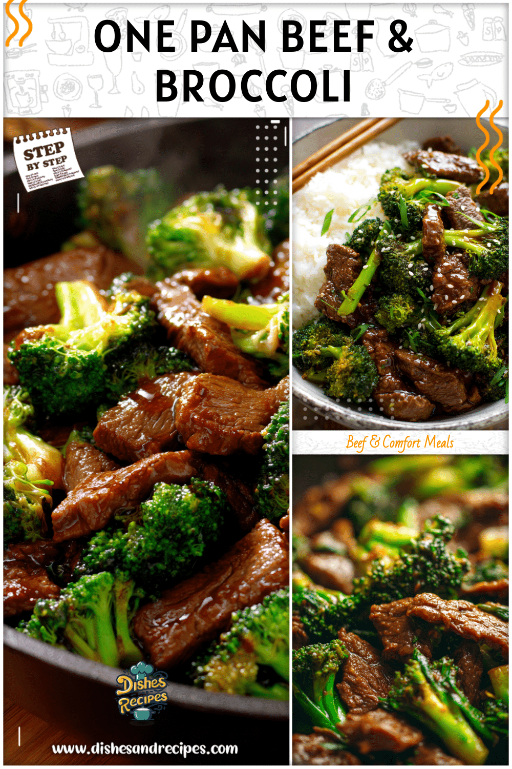 Savory Chinese Beef and Broccoli stir fry served in one pan for a healthy beef dinner.