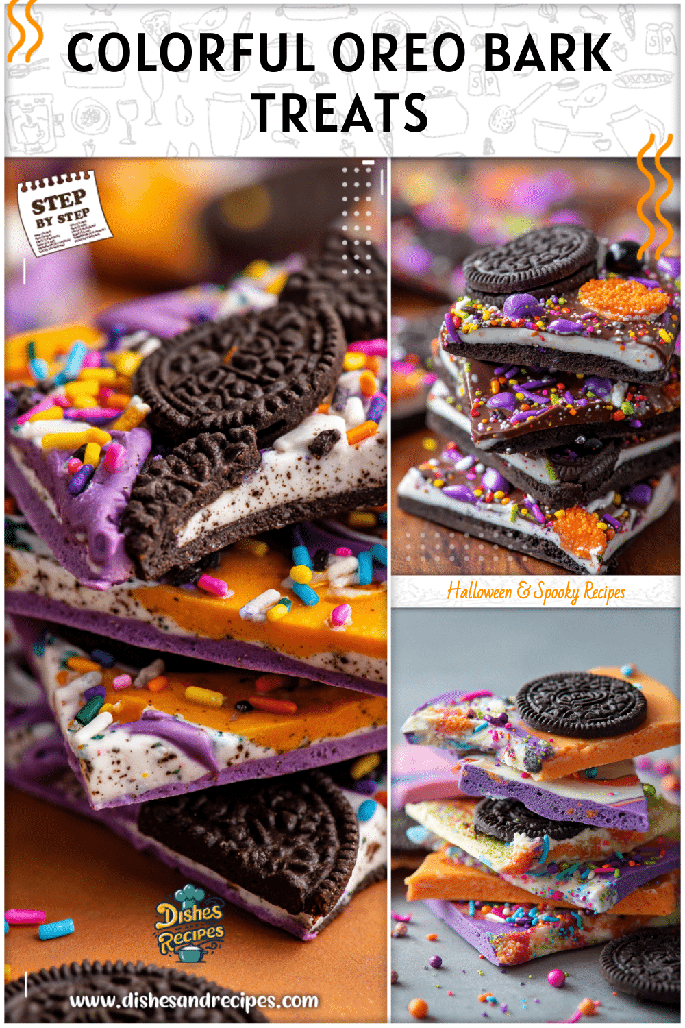 Colorful Oreo Bark Halloween Dessert