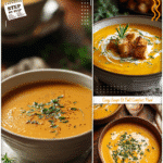 Creamy Butternut Squash Soup for Cozy Evenings 5 A bowl of creamy butternut squash soup topped with fresh herbs served on a rustic table