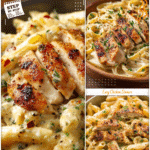 Creamy Garlic Parmesan Chicken Pasta | 30-Minute Dinner 5 Bowl of creamy garlic parmesan chicken pasta with golden chicken slices, perfect for Easy Dinner Meals For Family.
