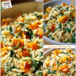 Creamy Orzo with Roasted Butternut Squash and Spinach 5 Bowl of creamy orzo squash with roasted butternut squash and spinach for a healthy starch side dish