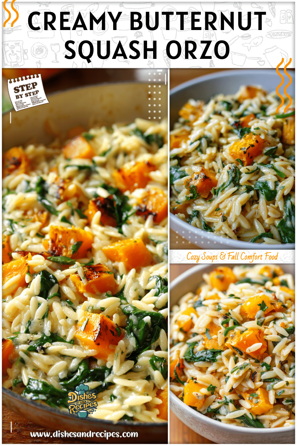 Creamy Orzo with Roasted Butternut Squash and Spinach 2 Creamy Orzo with Roasted Butternut Squash and Spinach