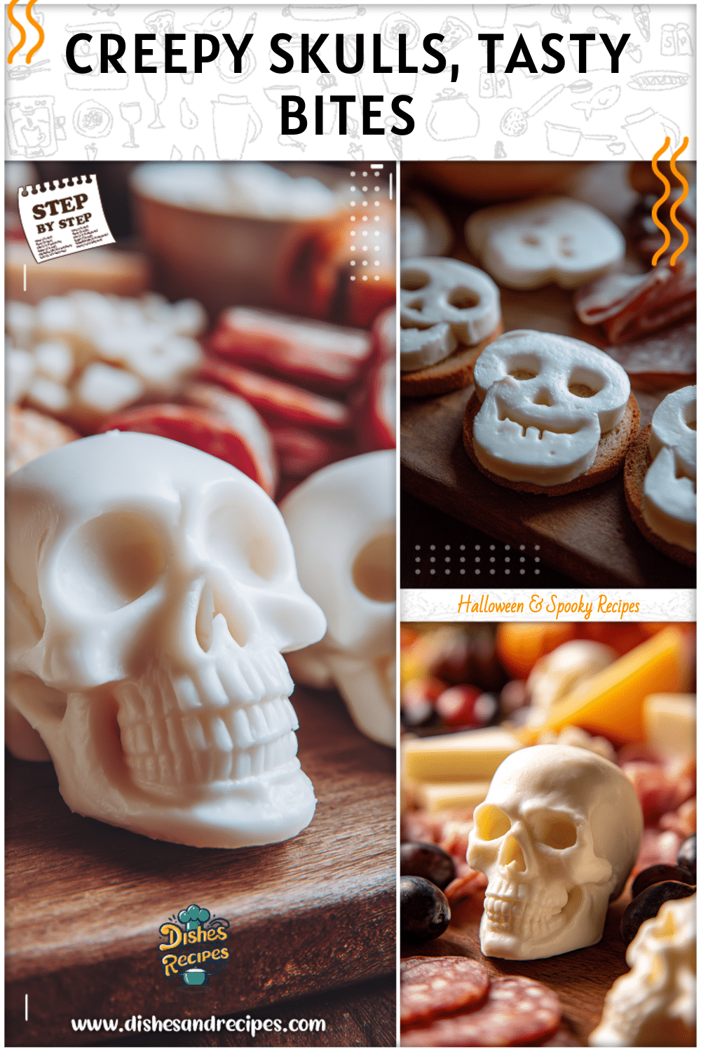 Creepy Mozzarella Skulls for Halloween Charcuterie Boards 2 Creepy Mozzarella Skulls for Halloween Charcuterie Boards
