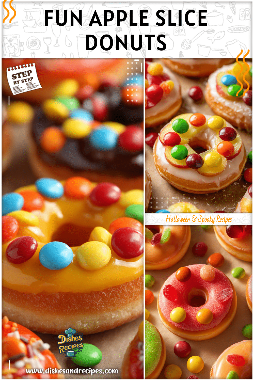 Donut Apple Slice Treats with Candy Toppings 2 Donut Apple Slice Treats with Candy Toppings