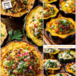 Easy Acorn Squash Recipes for Cozy Fall Dinners 5 An assortment of acorn squash recipes including stuffed variations with quinoa, rice, and herbs perfect for fall dinners.
