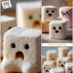 Easy Ghostbusters Marshmallows for Halloween Parties 5 Cute Ghostbusters-inspired marshmallow faces displayed as easy Halloween food for parties.