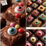 Freaky Fun Eyeball Brownies: Crazy Food Ideas Weird & Sweet 5 Brownies decorated with eyeballs as crazy food ideas weird and creepy Halloween treats.