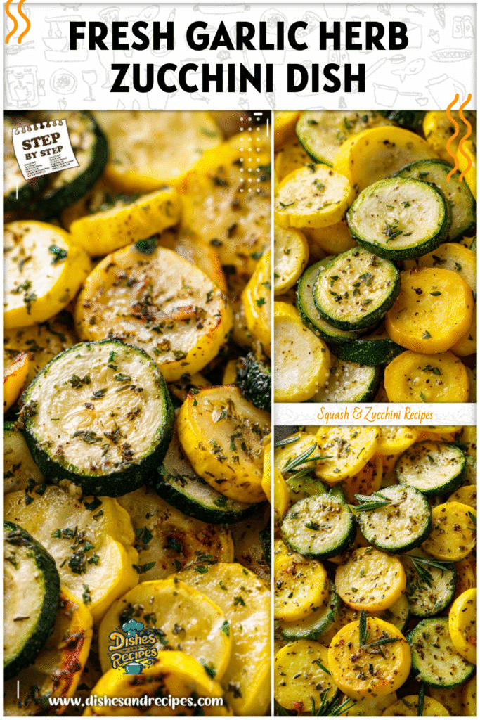 Home 29 Colorful garlic herb zucchini and squash slices roasted together as a summer side dish.