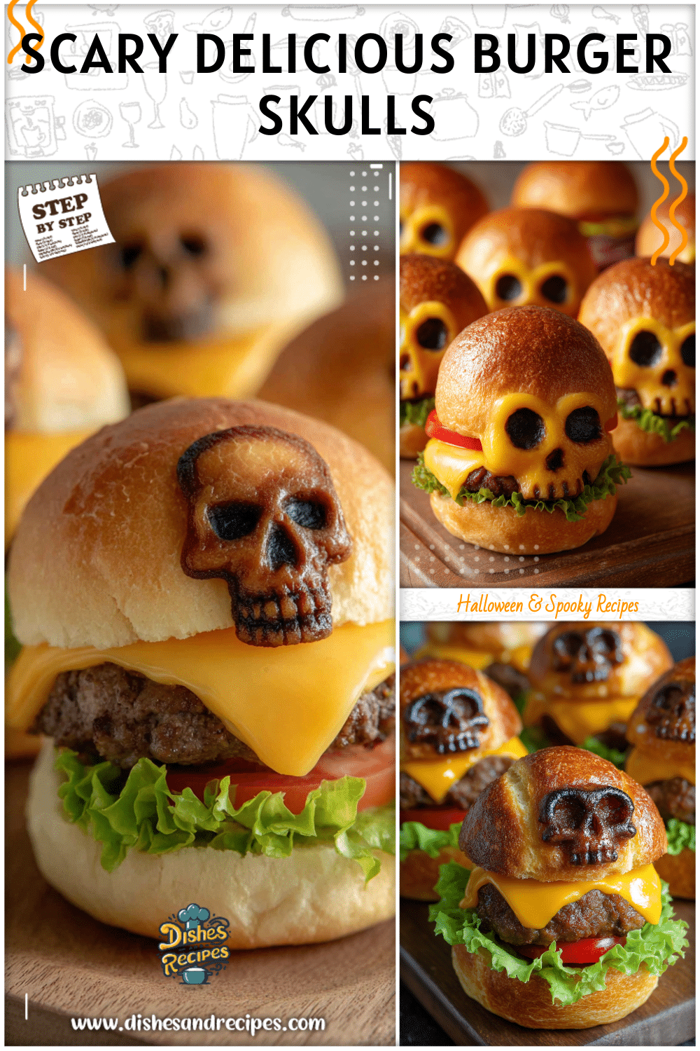 Halloween Buns with Cheeseburger Skulls | Spooky Dinner Recipe 2 Halloween Buns with Cheeseburger Skulls