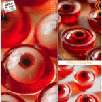 Halloween Eyeball Jello Shots Recipe for Spooky Parties 5 Spooky Halloween eyeball jello shots with red jello served in clear cups as festive themed food