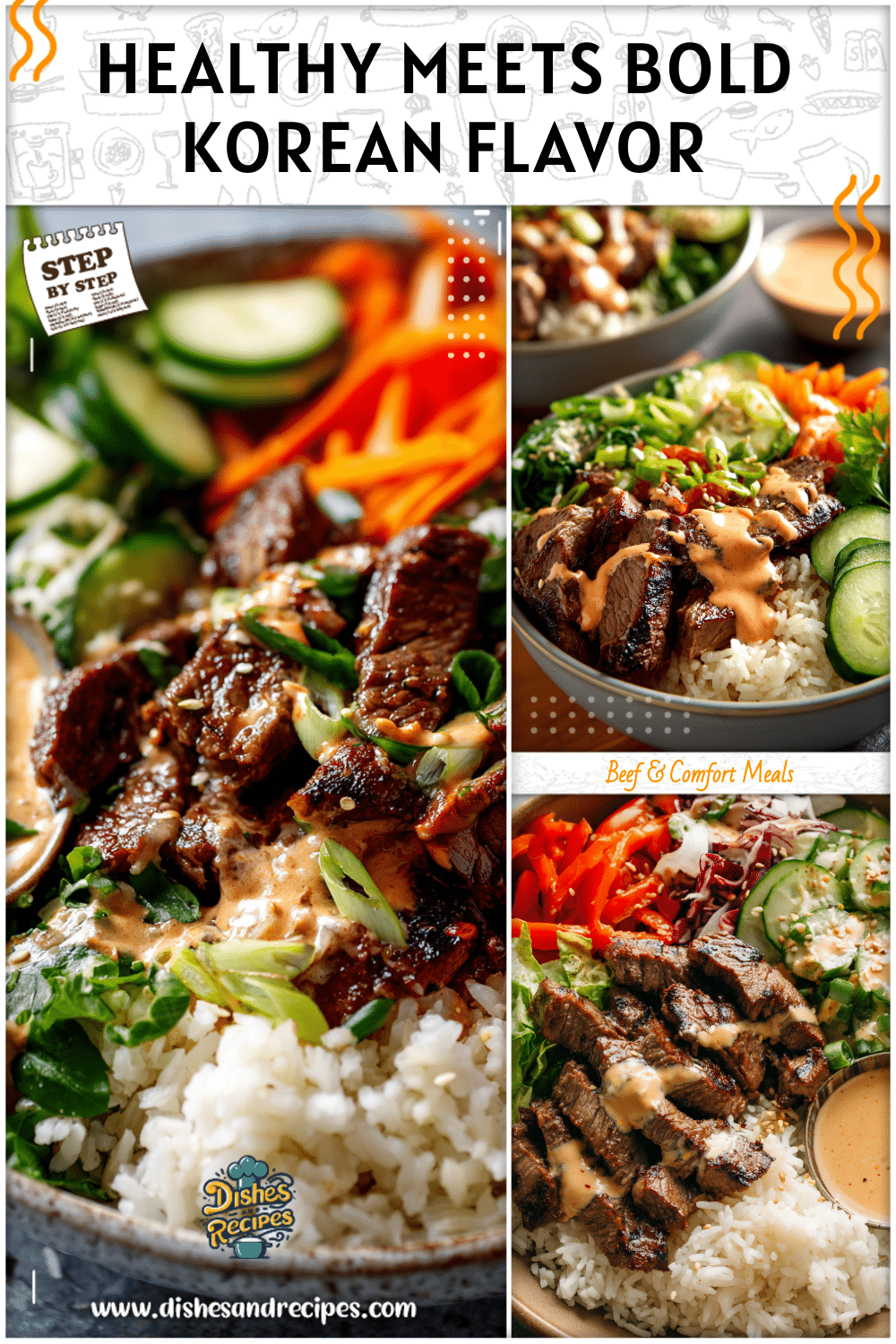 Healthy Korean BBQ Bowls with Tender Steak and Rice 2 Healthy Korean BBQ Bowls with Tender Steak and Rice