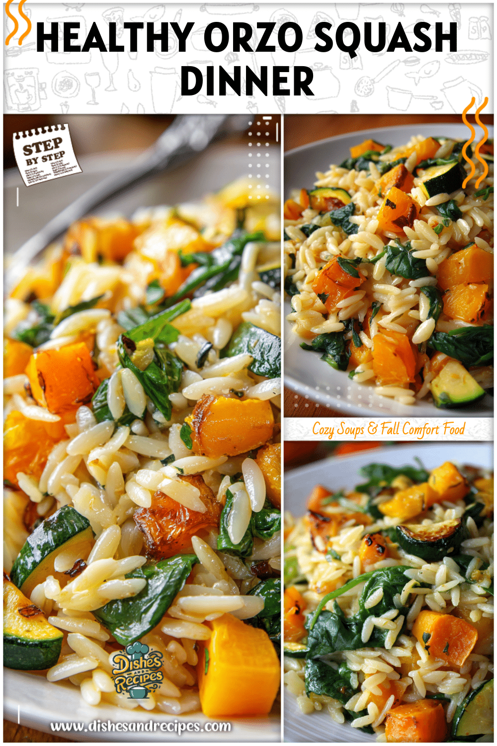 Healthy Orzo with Butternut Squash, Zucchini & Spinach 2 Healthy Orzo with Butternut Squash, Zucchini & Spinach