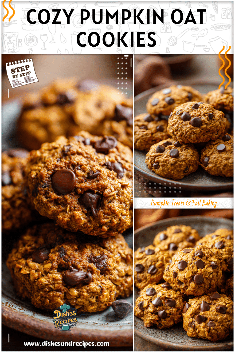 Healthy Pumpkin Oatmeal Cookies with Chocolate Chips