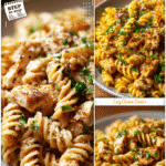 High Protein Garlic Parmesan Chicken Pasta Recipe 5 Plate of garlic parmesan high protein chicken pasta served with fresh parsley garnish