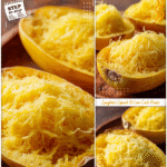 How to Cook Spaghetti Squash Perfectly Every Time 5 Golden baked spaghetti squash strands on a plate showing spaghetti squash cook time perfection.