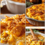Irresistible Cheesy Squash Casserole: Southern Comfort Made Easy 5 Golden baked cheesy squash casserole topped with crispy crust in a southern vegetables dish.