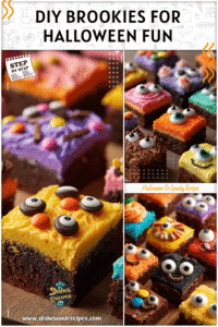 Home 7 Kids decorating Halloween brookies with colorful frosting and candy eyes for an easy seasonal treat