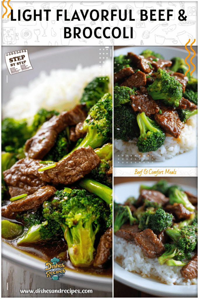 Home 34 Chinese beef and broccoli dinner served on a white plate with light sauce and fresh broccoli.