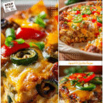 Mexican Squash Casserole with a Southern Twist 5 Mexican style squash casserole topped with melted cheese and colorful peppers