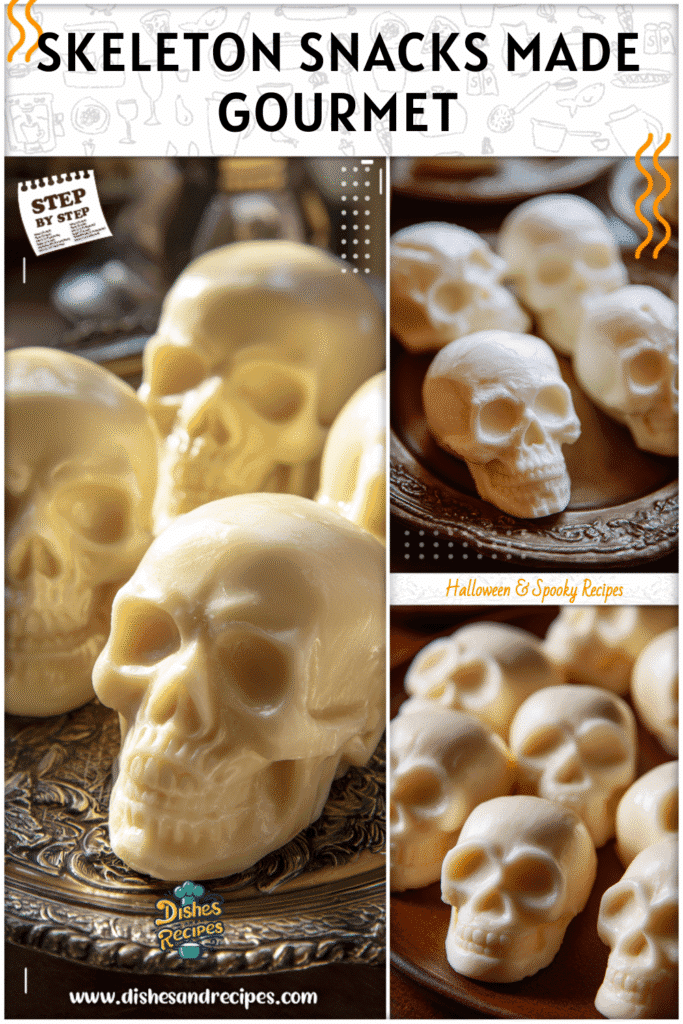 Home 36 Skeleton themed food featuring mozzarella skulls on a platter for Halloween wedding appetizers