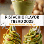 Pistachio Perfection: Flavor of 2025 5 A vibrant pistachio dessert garnished with whipped cream showcasing the flavor of 2025 food trend.