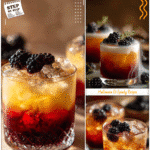 Poisoned Apple Cider: A Spooky Halloween Cocktail 5 Two glasses of poisoned apple cider layered with blackberries as cool Halloween cocktails
