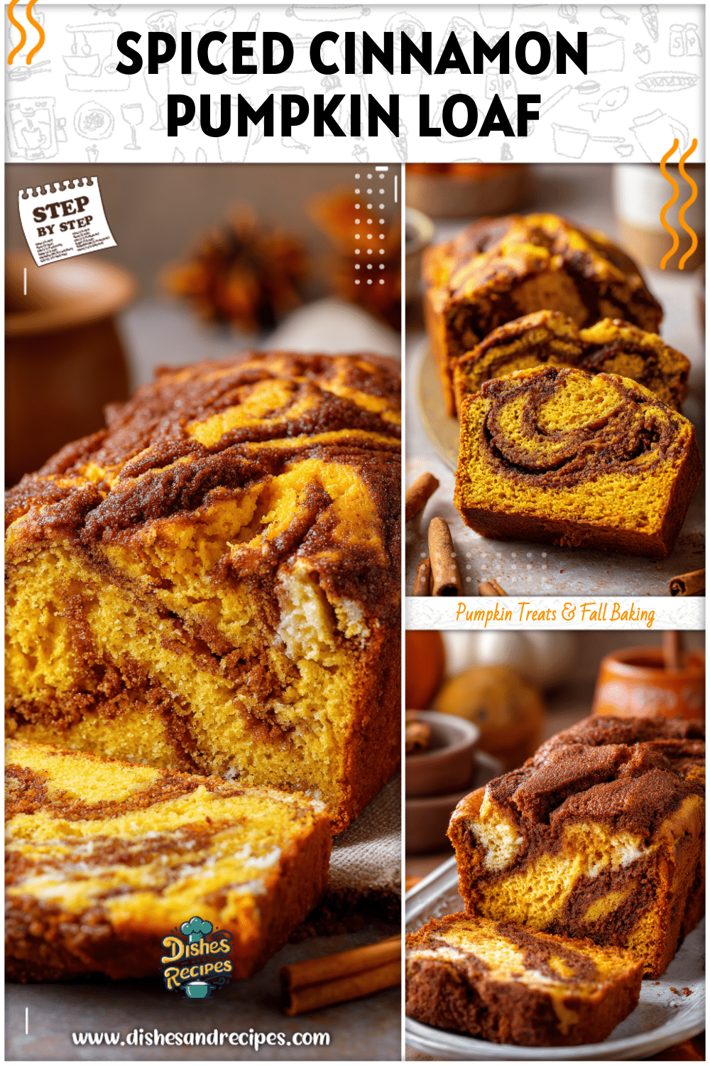 Pumpkin Dessert Bread Swirled with Spiced Cinnamon 2 Pumpkin Dessert Bread Swirled with Spiced Cinnamon