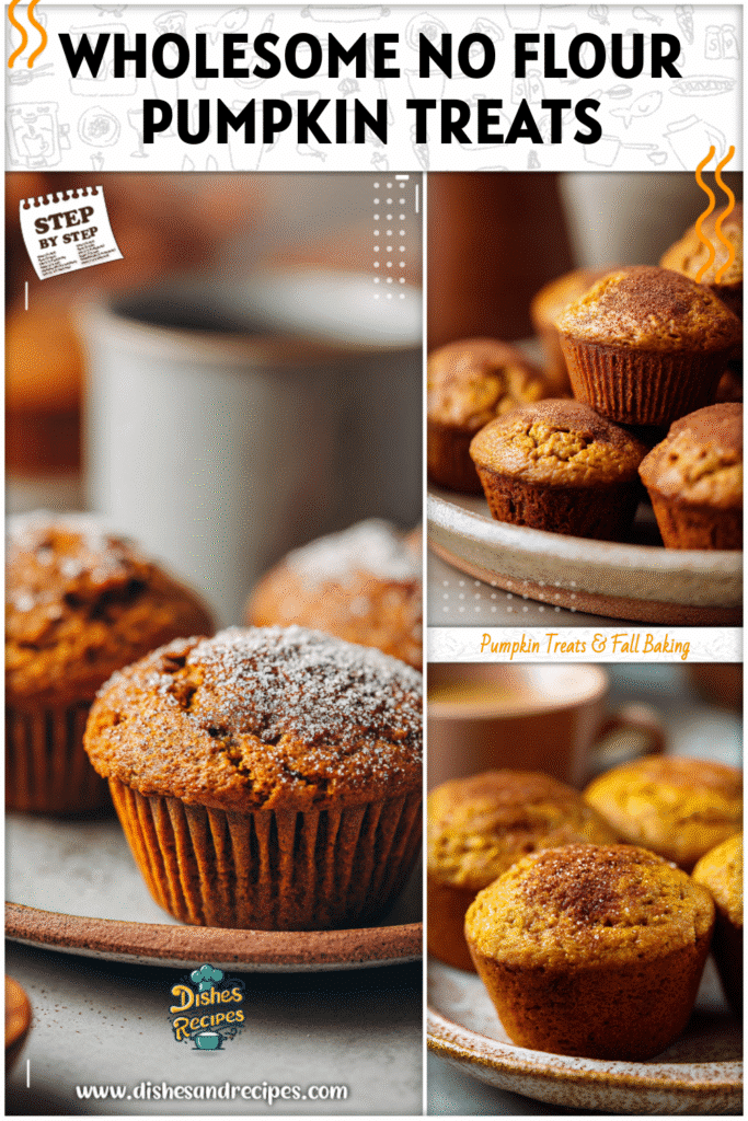 Home 24 Pumpkin muffins without flour topped with cinnamon on a ceramic plate