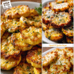 Quick & Easy Parmesan Squash Slices 5 Baked squash slices with bubbly Parmesan cheese served on a white platter