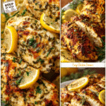 Quick Summer Oven Chicken Breast Recipe 5 Oven-roasted chicken breast with fresh lemon slices and herbs on a white plate.