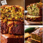 Savory & Sweet Zucchini Recipes Inspired by Indian Flavors 5 An assortment of zucchini recipes including savory Indian dishes and a rich chocolate zucchini bread loaf.