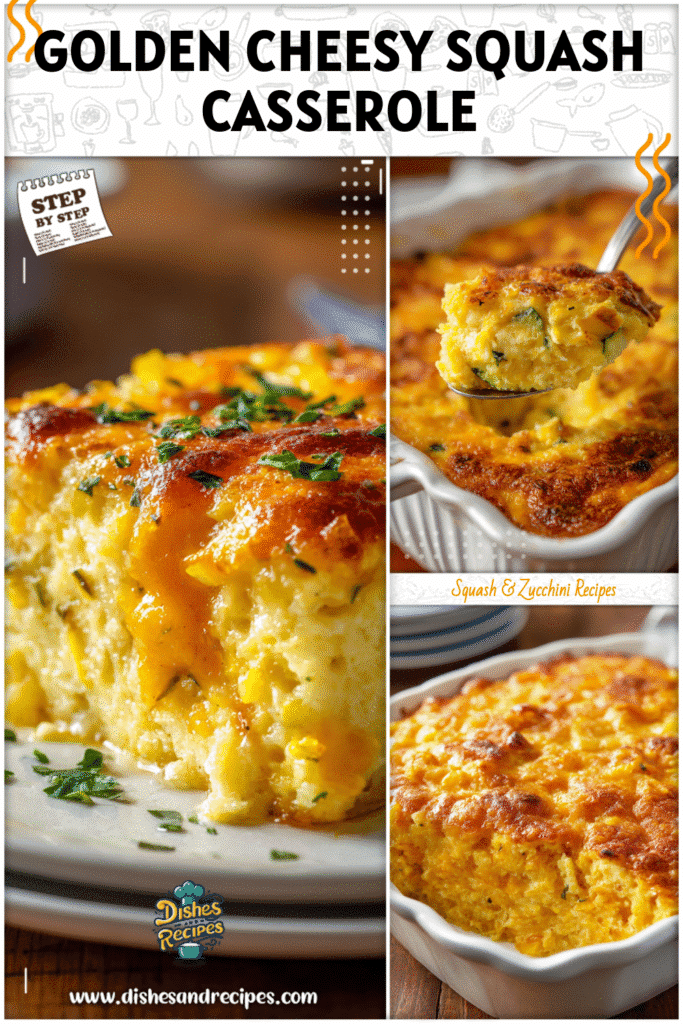 Home 31 Southern style casserole of squash with golden cheese crust served hot for dinner.