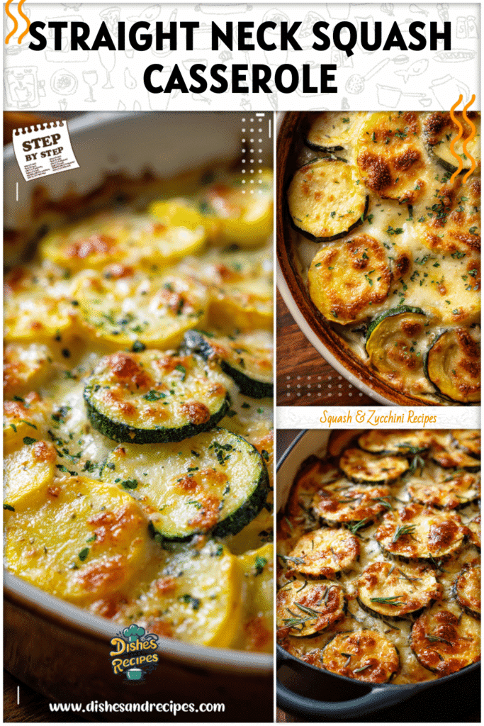 Home 29 Cheesy baked casserole made with straight neck squash slices in a cast iron dish