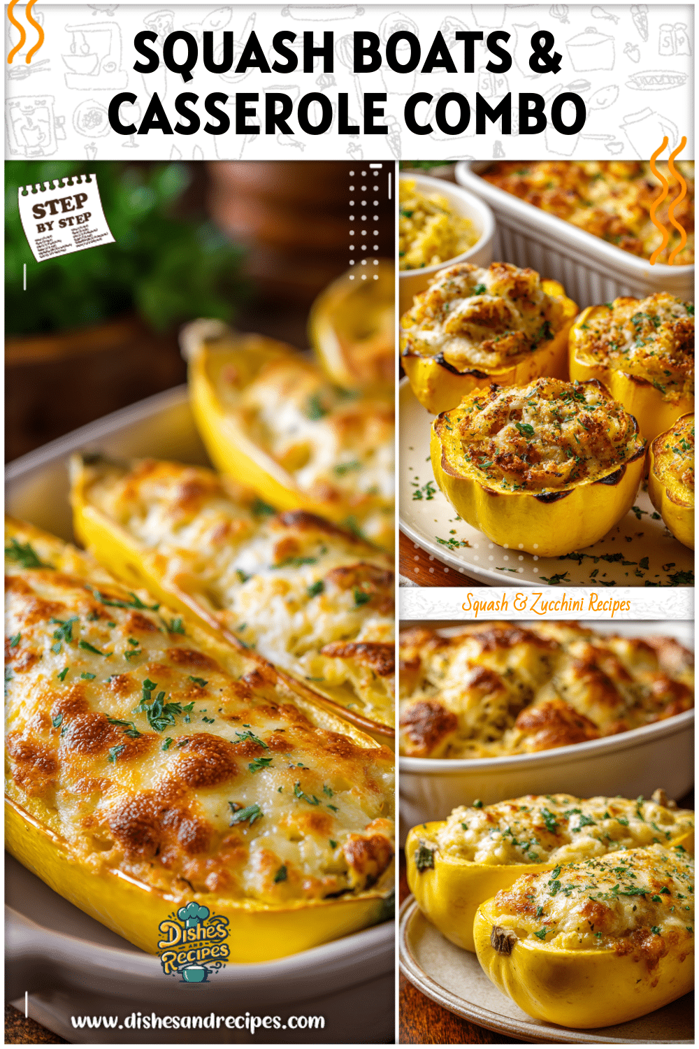 Stuffed Yellow Squash Boats and Casserole Combo 4 Stuffed Yellow Squash Boats and Casserole Combo