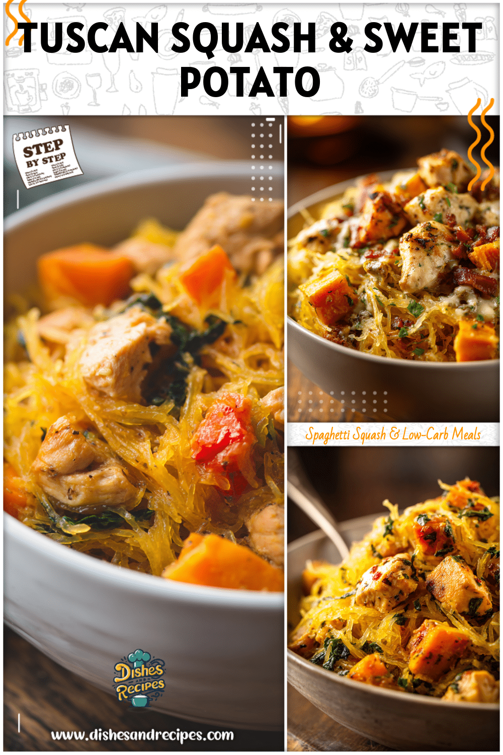 Tuscan Chicken and Sweet Potato Spaghetti Squash 2 Tuscan Chicken and Sweet Potato Spaghetti Squash