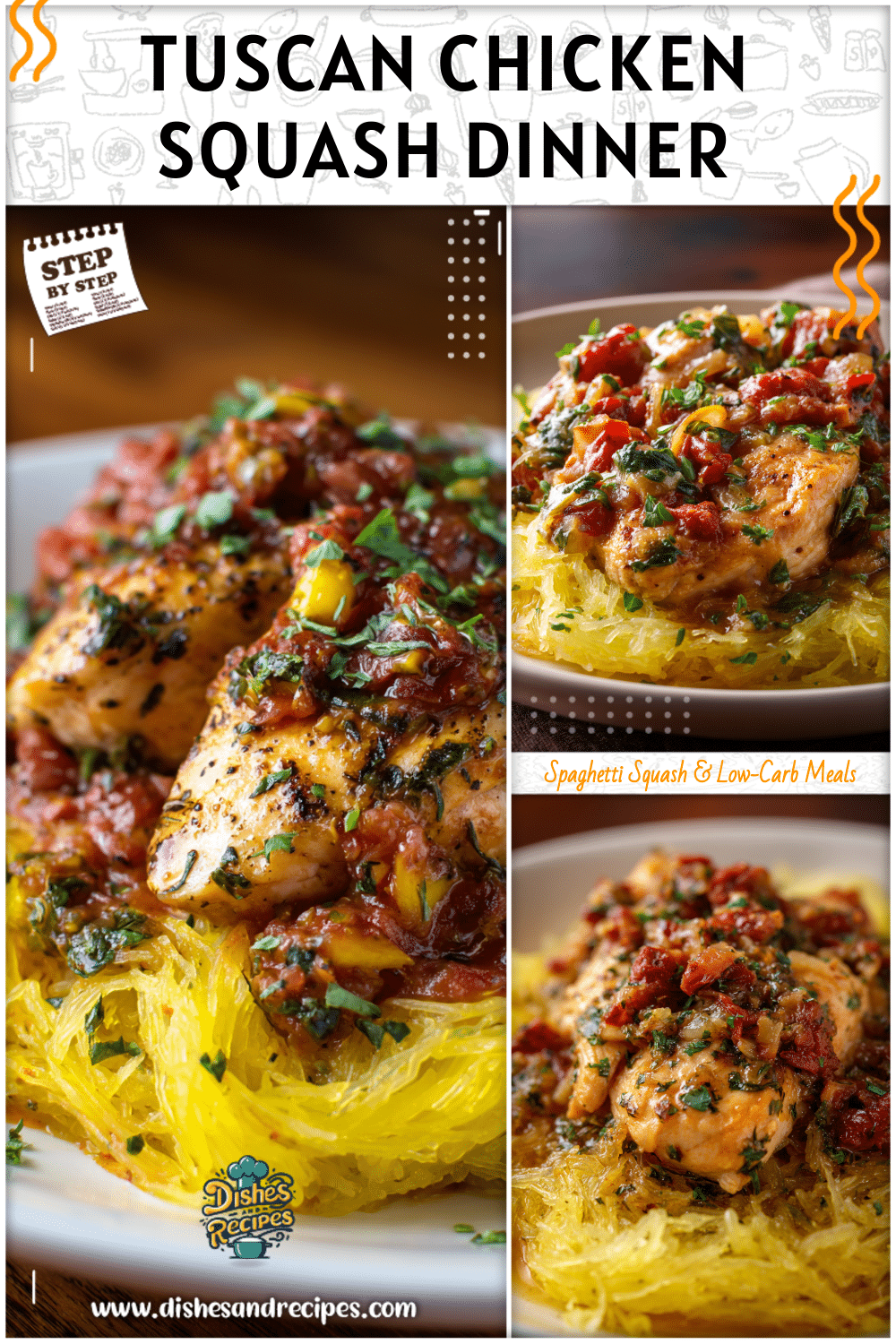 Tuscan Chicken with Spaghetti Squash Dinner 4 Tuscan Chicken with Spaghetti Squash Dinner