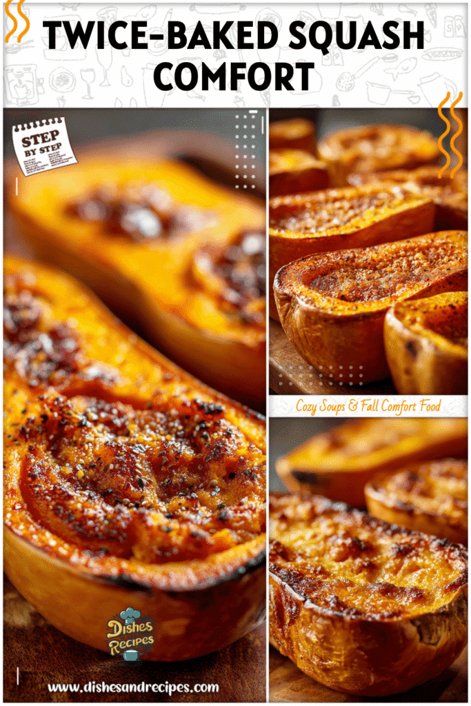 Home 30 Twice-baked butternut squash halves filled with sweet spiced mash