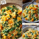 Vegetarian Creamy Orzo with Butternut Squash and Spinach 5 Vegetarian creamy orzo featuring roasted butternut squash and spinach on a rustic table