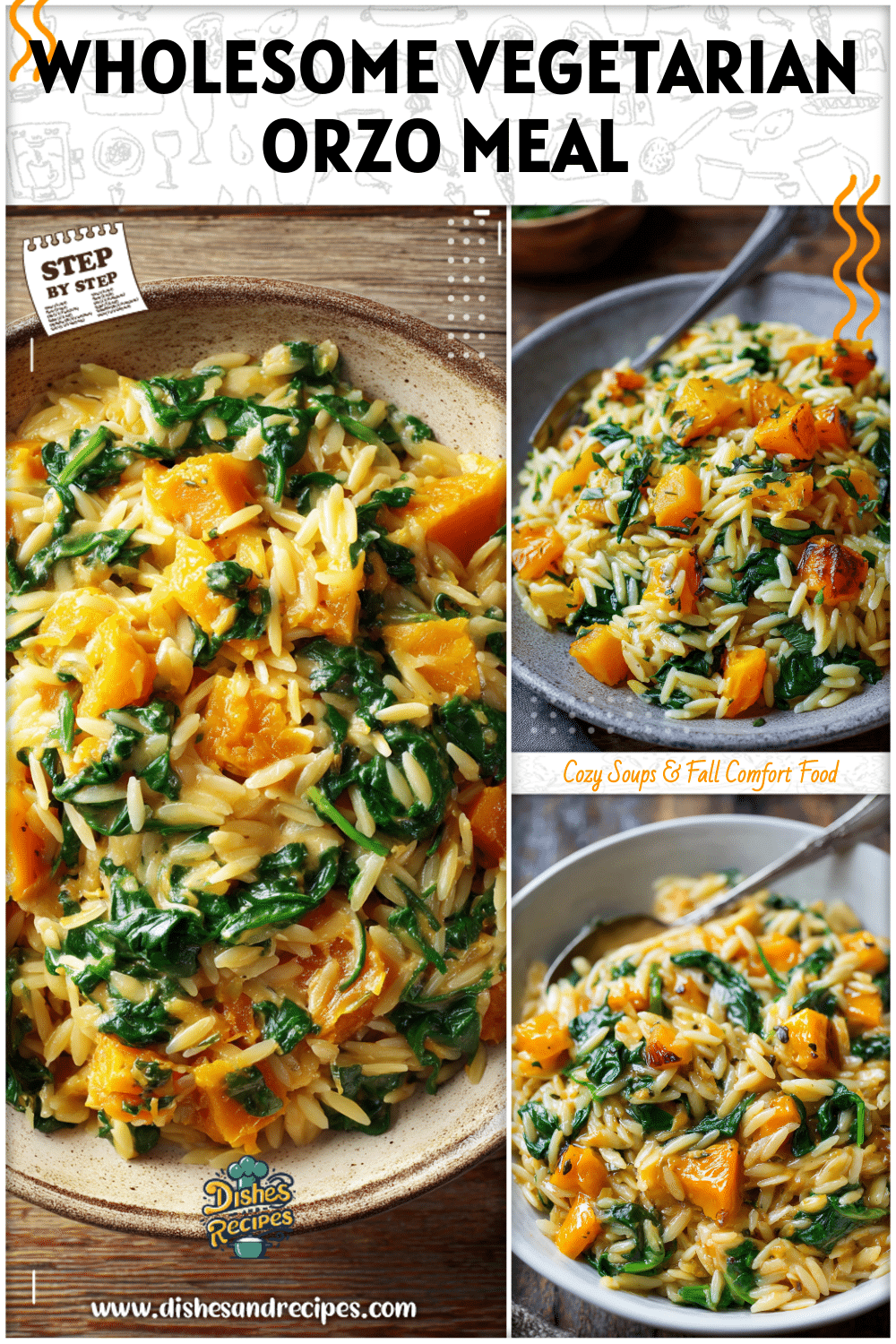Vegetarian Creamy Orzo with Butternut Squash and Spinach 4 Vegetarian Creamy Orzo with Butternut Squash and Spinach
