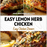 20-Minute Baked Lemon Herb Chicken Breast Recipe 5 Golden baked lemon herb chicken breast on a plate with fresh herbs and sliced lemon for a healthy dinner.