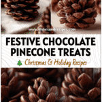 Adorable Chocolate Pinecone Food Idea for Christmas Parties 5 Close-up of chocolate pinecones served as festive Christmas Snacks on a holiday table.