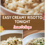Creamy Instant Pot Risotto Recipe for Effortless Comfort Dining 5 Creamy Instant Pot Risotto Dish made with Arborio rice served in a white bowl garnished with herbs.