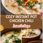 Creamy White Chicken Chili Recipe in the Instant Pot 5 Creamy white chicken chili in a bowl topped with cheese and herbs, perfect for Instant Pot Soup Recipes.