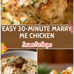 Easy Instant Pot Marry Me Chicken - A 30 Minute Dinner Favorite 5 Creamy Marry Me Chicken served on a plate with sauce and herbs made in an Instant Pot Dinner style.