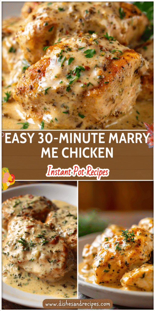 Creamy Marry Me Chicken served on a plate with sauce and herbs made in an Instant Pot Dinner style.